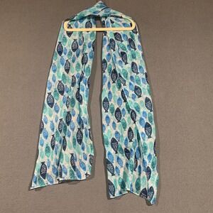 Greenbrier International Blue Teal Fish Print Lightweight Scarf Nautical Coastal